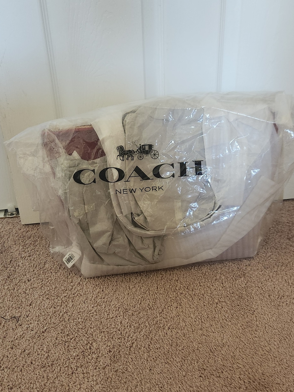 Coach Burgundy Leather Zip-Top Tote with Gold Hardware - Picture 2 of 5